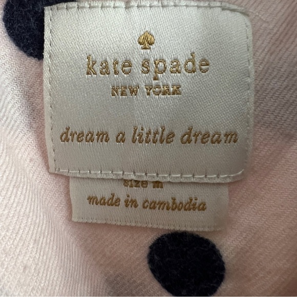 Kate Spade Dream a Little Dream Collection Pink Polka Dot Flannel Robe, M - Picture 3 of 7